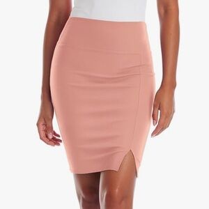Hybrid & Company Women's Pencil Skirt Premium Ponte Stretch Above Knee Side Slit